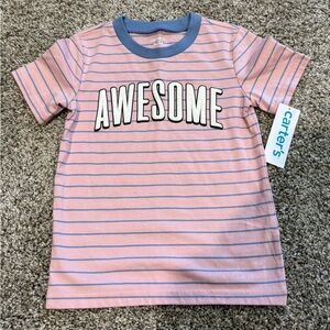 NWT Carter's Toddler Pink and Blue‎ Striped Tee 3T. ‘AWESOME’